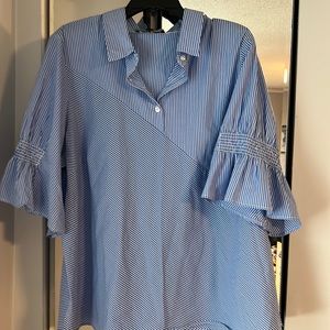 EloquII size 22 blue with white pin stripes blouse